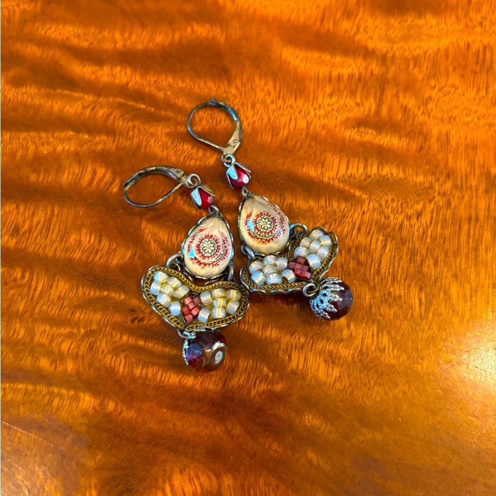 Ayala Bar cream, pink, and turquoise earrings